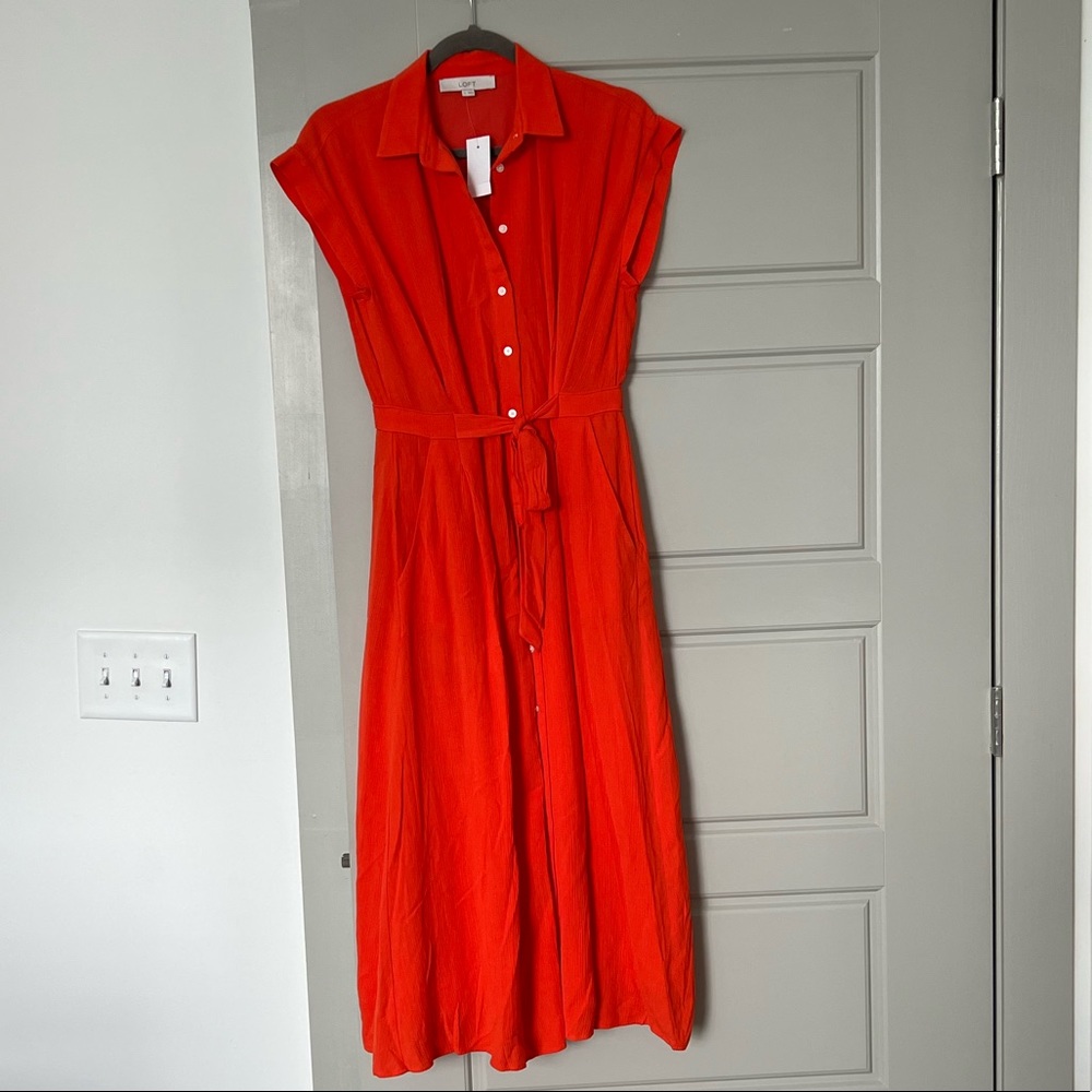 Size 4 - Loft - A-line midi dress in Orange